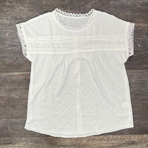White short sleeve blouse top shirt size small S B185
